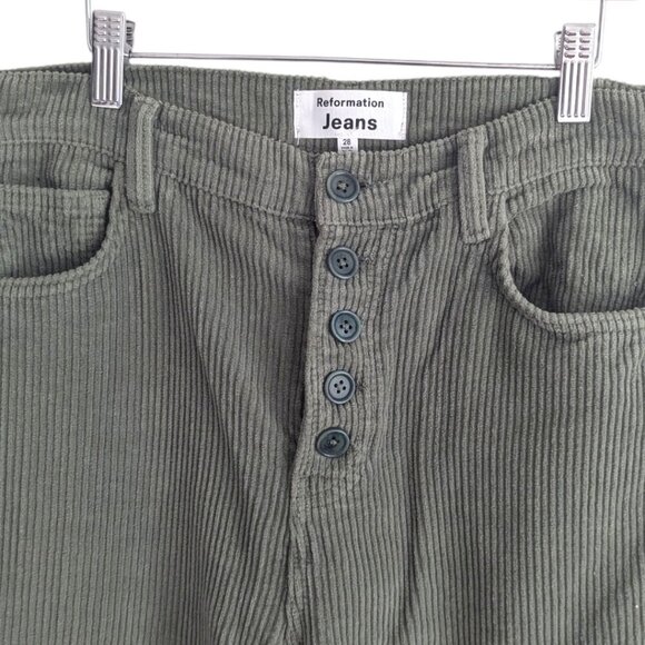 Reformation Jeans Cynthia Button Fly High Rise Straight Corduroy Pants - Picture 5 of 6